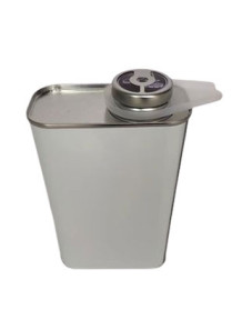  White Coated Metal Can Square Shape With Finger Pressed Lid (1L)