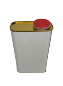  White Coated Metal Can Square Shape With Oil Nozzle (1.2L)