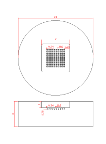  Microneedle Mold (9x9mm, H=750μm, 10x10, S=600μm, D=340μm, Pyramid)