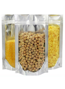  Clear foil/plastic bag with zipper, stand-up bottom, 9x15+3cm