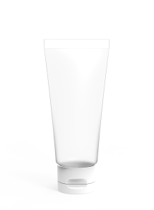 Clear tube, white flip cap,...
