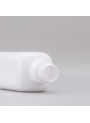  ขวดพลาสติกขาว ทรงเหลี่ยม ฝาปั๊มขาว คอเงินด้าน 200ml